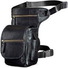 Le'aokuu Mens Genuine Leather Messenger Riding Hip Bum Waist Pack Drop Leg