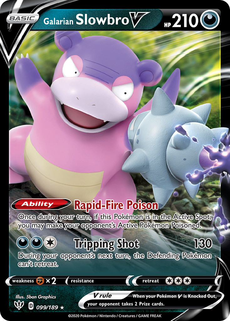 GALARIAN SLOWBRO V 099/189 HOLO V RARE DARKNESS ABLAZE POKEMON NEAR MINT