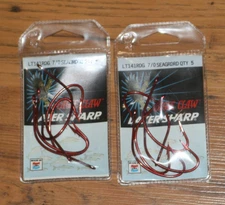 2X Eagle Claw Lazer Sharp LT141RDG 7/0 SEAGRDRD Hooks - Red - 5 Packs - Made USA