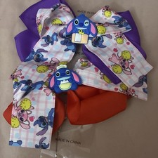Lilo  Stitch Girls Hair Clips Bow Accents Cartoon Purple Red Multicolor Set