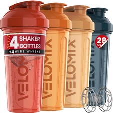 -4 PACK- 28 oz Protein Shaker Bottle for Protein Mixes - 4x Wire Whisk  Leak...