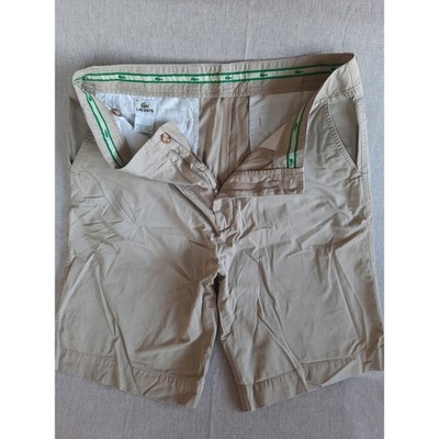 Lacoste Men's Khaki Chino Shorts Size 46 Lined Logo Designed in France SEE!