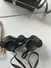 Vintage Binolux Binoculars 8X 35 W/ Hard Case Japan With Paper Work Medallion