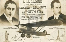1929 Pioneer Aviators Lostes Bellonte Paris Aircraft RPPC Photo Postcard COPY