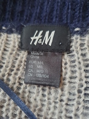 HM Ethno Strickjacke Schalkragen Blau Beige Töne Gr M/L
