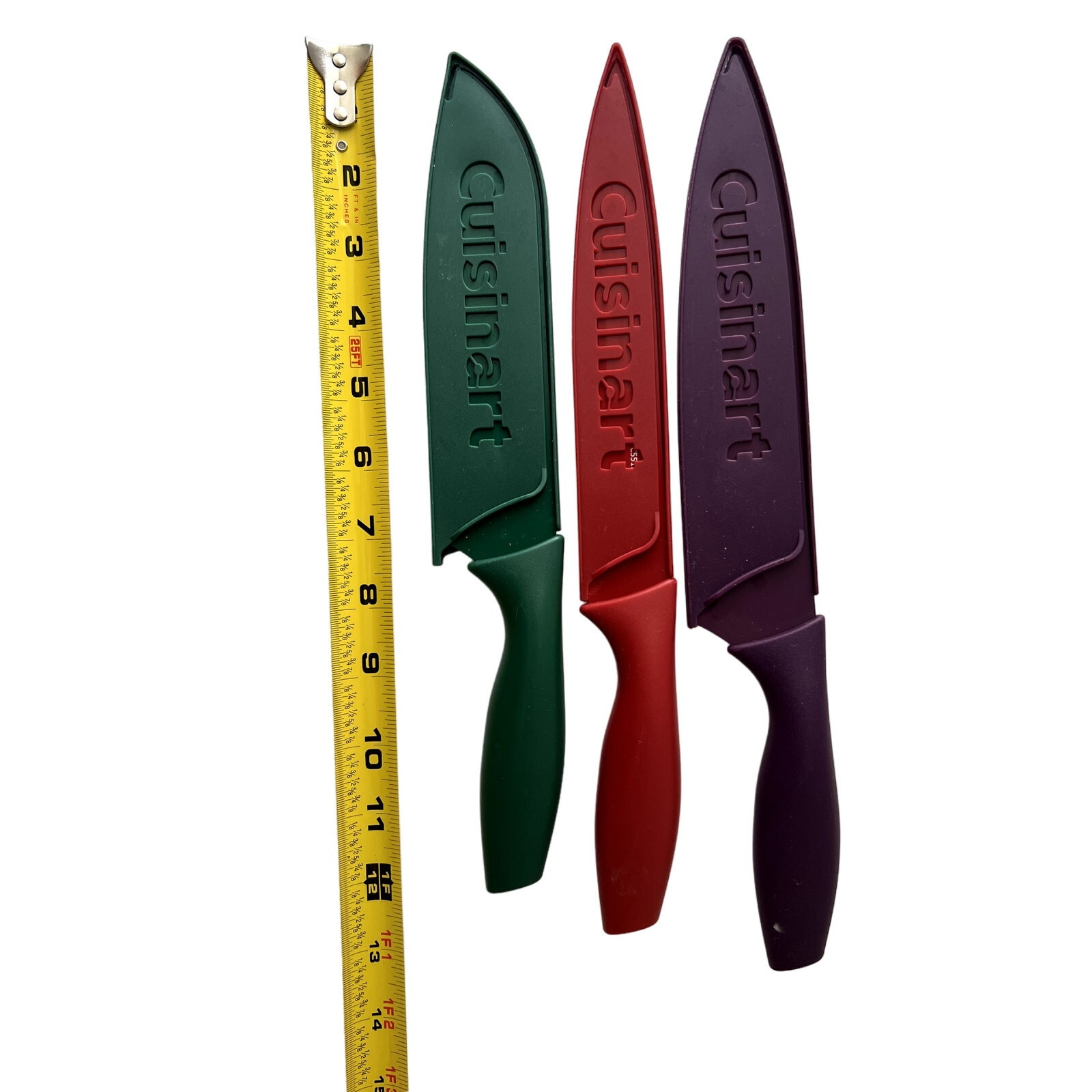 Cuisinart Knife Set Of 3 Colorful Knives With Hard Sheath Covers Excellent