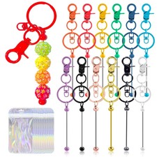 24 Pcs Beadable Keychains Bars bulk - 12 Colorful DIY Metal 12, A-colorful