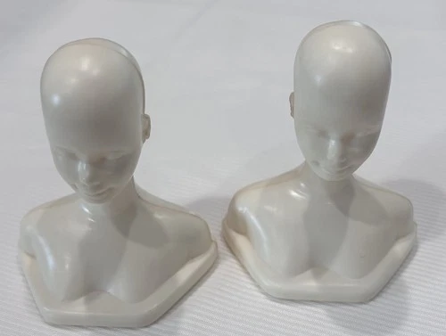 Vintage Mattel Barbie DREAM STORE Mannequin Bust Bald White 1982 Set Of 2
