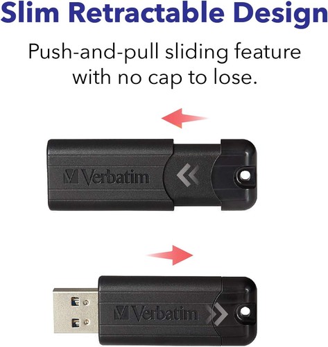 Verbatim 49317 32GB Store'n'Go Pinstripe USB 3.0 Flash Drive, Black - Foto 5 di 9