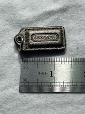 Vintage COACH Bronze Leather Key Fob Silver Stainless Loop Ring.