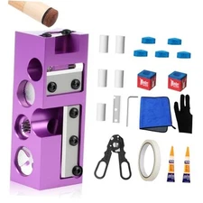 -1 Aluminum Alloy Pool Cue Tip Shaper,Professional Cue Stick Tool Kit 12 Violet