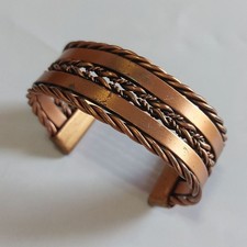 Vintage Artisan Copper 5-Row Multi Texture Cuff Bracelet