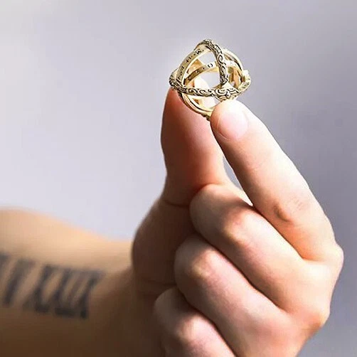 2pack Armillary Ring Folding Horoscope Ring Silver Gold Astronomical Sphere Ring - Image 3 of 4