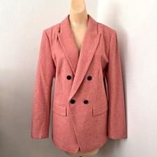 Loft Womens Pink Wool Blend Blazer Size 8 Double Breasted Preppy Corpcore Career