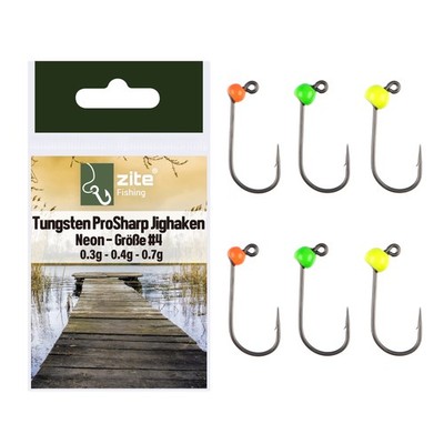 Zite Fishing Tungsten ProSharp Jighaken #4 Neon