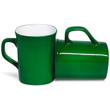 2pc Acid Green 10oz Ceramic Rounded Corner Coffee Mugs/ Cups 3.75" Coco Tea