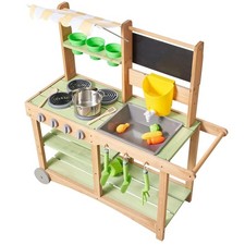 Mud Kitchen, Outdoor Mud Kitchen for Kids Wood Outdoor Play Kitchens with Spoons