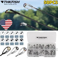50pc Fishing Rod Repair Kit All-in-One Supplies for Fishing Pole Eyelets Replace
