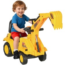Ride On Excavator Pull Cart, Kids Digger Ride on Truck with Horn, Under Seat ...