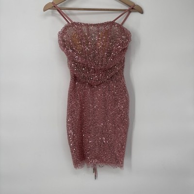 strapless open back dress Centerfold Sequin Mini Dress | Pink | Womens main image 0