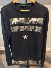 Givenchy Paris Black Long Sleeve Crewneck With Camo Design - Fits Like Large