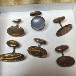 Lot 6 Vintage-Antique Victorian Gold & Diamond Style Single Cufflinks
