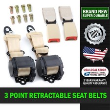 2x Retractable 3 Point Kit Seat Belt Straps Car Vehicle Adjustable Belt Kit