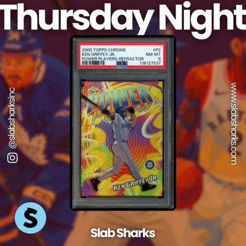 2000 TOPPS CHROME #P2 KEN GRIFFEY JR. POWER PLAYERS REFRACTOR PSA 8