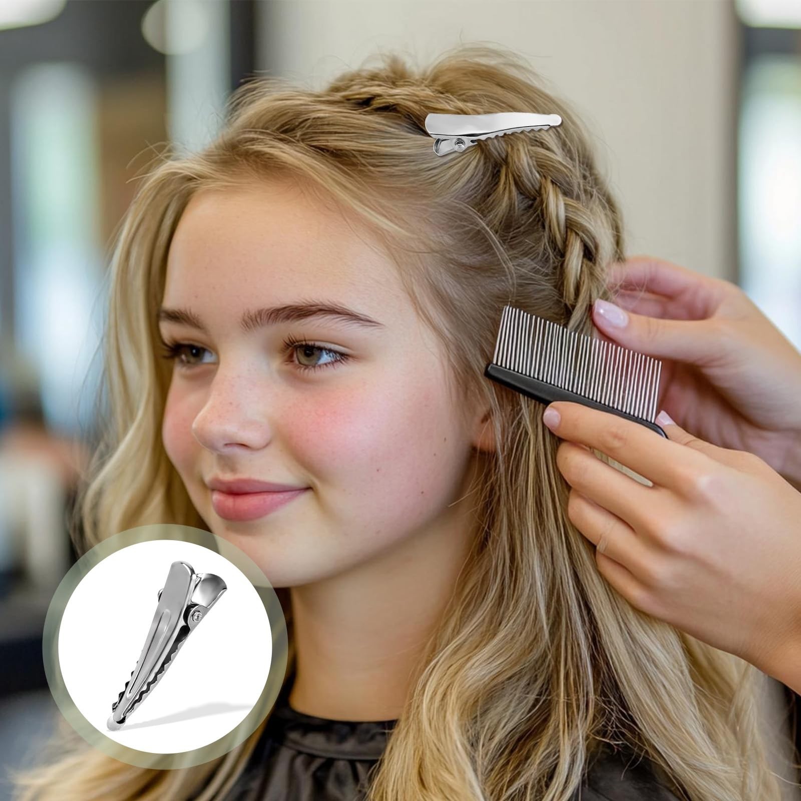 100 Pcs Alligator Hair Clips, Silver Metal Alligator Hair Pins Silver Hair Cl...