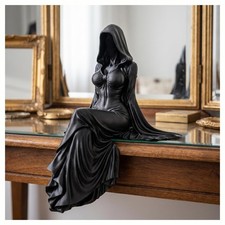 Halloween Gothic Witch Tabletop 3D Printed Decor Sitting Statue Dark Cloaked ...