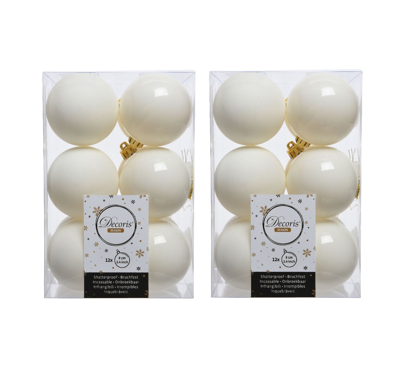 Decoris 12 Wool White Shatterproof Baubles - Wool White / 2 - Image 2