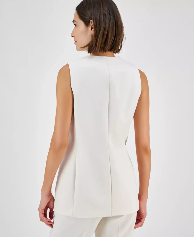 Chaqueta para mujer Anne Klein talla 6 chaleco de cinco botones con cuello en V Foto 4 de 4