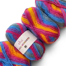 Wool Wonders Yarn for Crocheting, 4-Pack (640Yds / 4 Skeins, Lollipop Swirl 