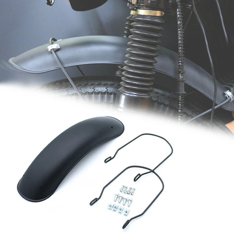 1x Guardabarros Protector Metal Negro Para 16"/17"/18" Rueda Delantera Moto Foto 4 de 4