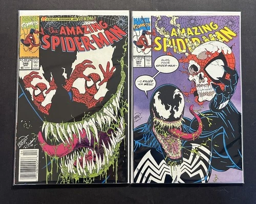 AMAZING SPIDER-MAN #346 #347 (MARVEL 1991) ICONIC ERIK LARSEN COVERS VF/NM