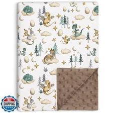 Dragon Baby Blankets, Dragon Fairy Tale Themed Toddler Soft Minky Blanket wit