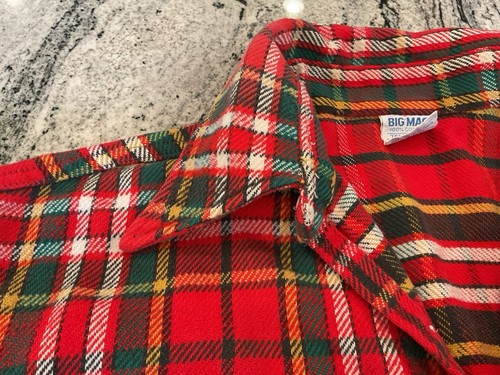 Vintage Big Mac rot grün weiß kariertes Flanellhemd mit Knöpfen XL T - Bild 4 von 9