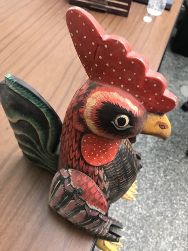 Solid Wood Hand Painted Rooster Chicken With Movable Legs And Wings - Picture 6 of 12