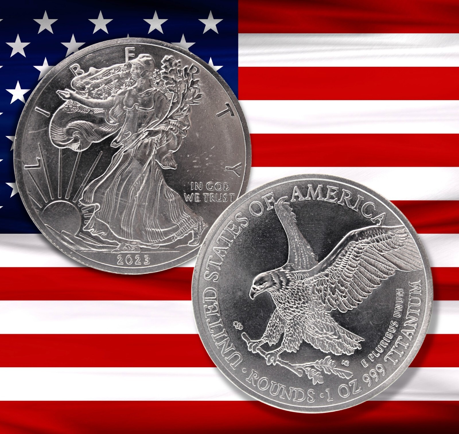 1 OUNCE OZ 999 Fine SOLID TITANIUM Precious Metal Liberty Coin