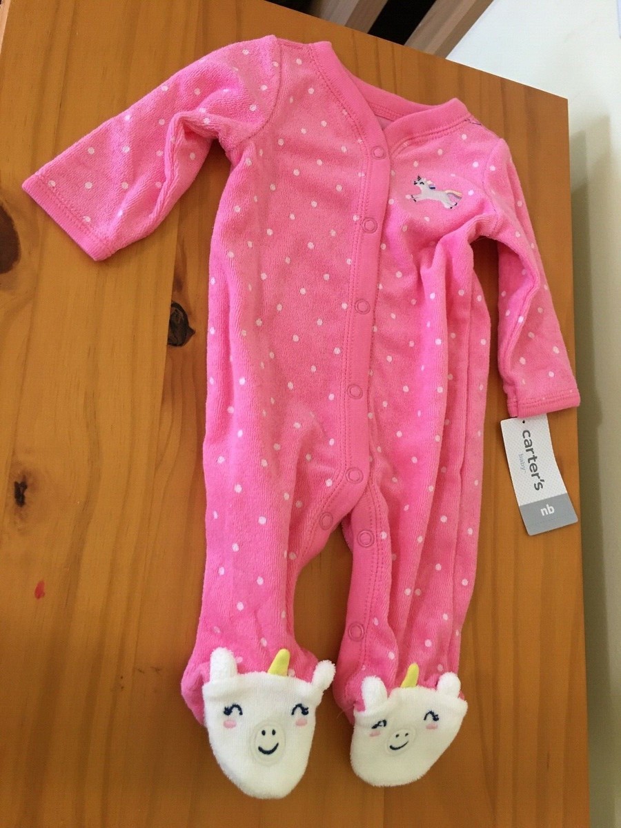 New Carter's Unicorn Terry Sleeper Baby Girl Sleep Play Footie