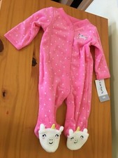New Carter's Unicorn Terry Sleeper Baby Girl Sleep  Play Footie Footed