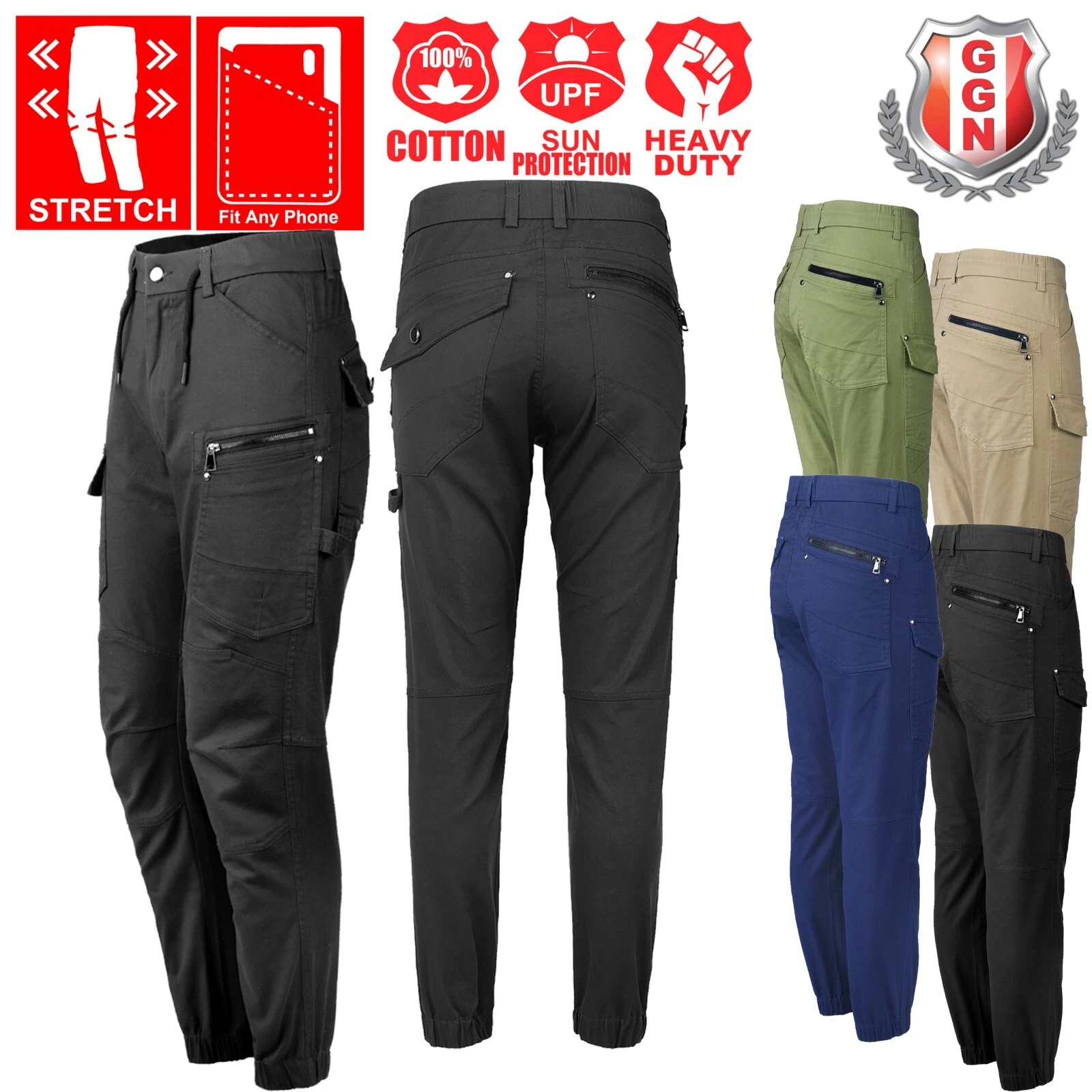 BigBEE Work Pants Mens Workwear Stretch Cotton Canvas Cargo Pockets Patch
Opens in a new window or t