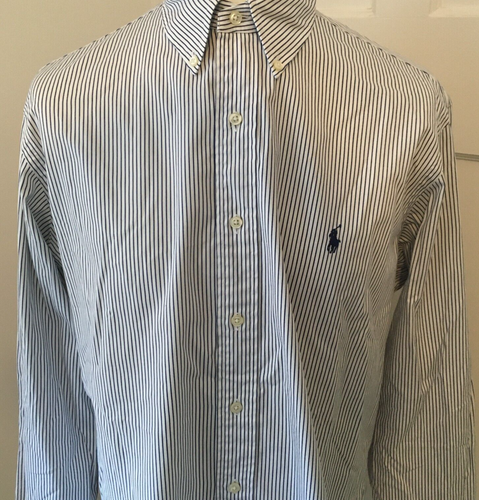 Stunning Blue Stripe Polo Ralph Lauren Shirt Long Sleeve X Large 17 1/2 - 44 - Picture 4 of 8