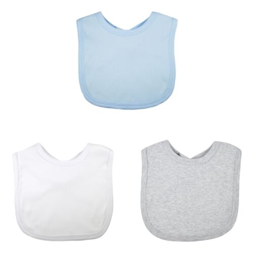 Baby Boys Girls 100% Cotton Plain Bibs 3 Pack Bundle Or Single Bib Prince Pink - Picture 14 of 26