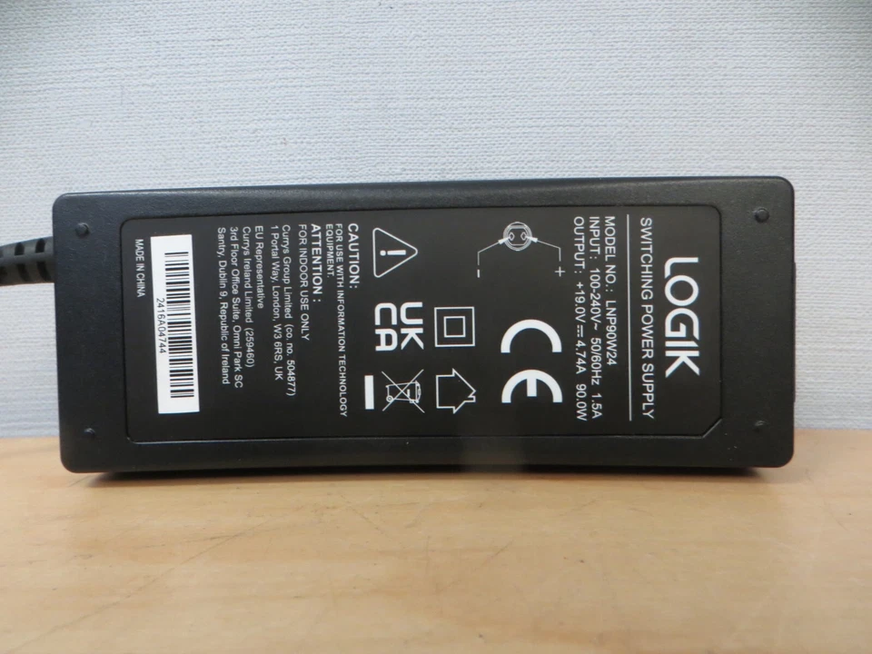 Adaptador de corriente para computadora portátil LOGIK UNIVERSAL LNP90W24 19V 4.74A 90W para HP Dell Lenovo Foto 4 de 4