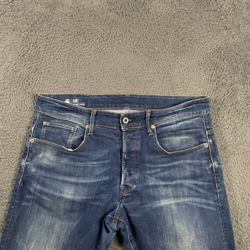 G Star Jeans Herren 35x30 Blau 3301 Straight Tapered Fit Dark Wash Stretch Denim - Bild 2 von 18