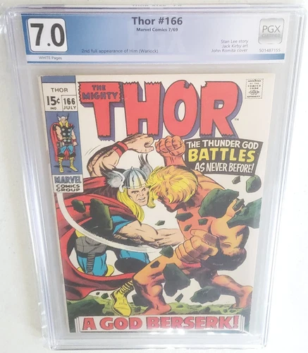 Thor #166 🌟 NOT CGC PGX GRADED 7.0 🌟 2nd Full App of HIM - Warlock!  1969 D