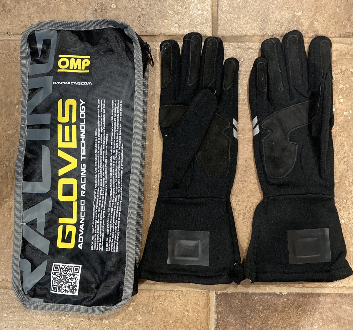 OMP Auto Racing Gloves DIJON NERO Black SIZE M FIA 8856-2000 IB
