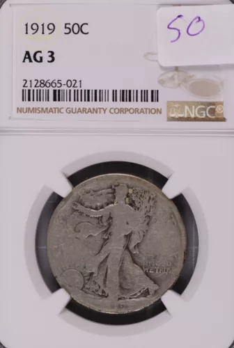 1919 Walking Liberty Silver Half Dollar NGC AG-3 #5-021
