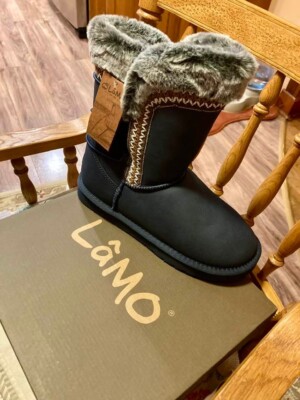 Lamo Fur Lined Short Winter Boots Alma Charcoal SIZE 7 M NIB